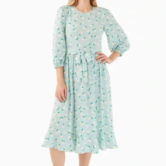 kate spade Dresses & Skirts - Kate Spade Dancing Asters Daisy Blue Smocked Midi Dress